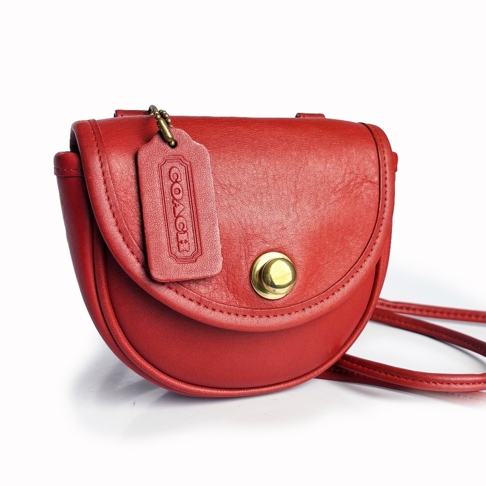 Vintage Coach Mini Bag Belt Bag Crossbody #9826 Messenger Red Leather USA - Picture 6 of 13